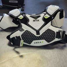 Used STX CELL V YOUTH MED Lacrosse Shoulder Pads White MD 11497-S000153231