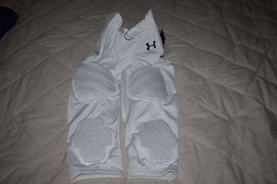 NEW - Under Armour Integrated Compression Football Pants, White, Youth XL