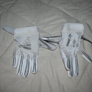 Adidas Football Gloves, White, Youth Medium - Great Condition!