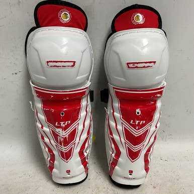 Used CCM LTP LITTLE BLACKHAWKS Youth Shin Guards White And Red 8" 11855-S000193314