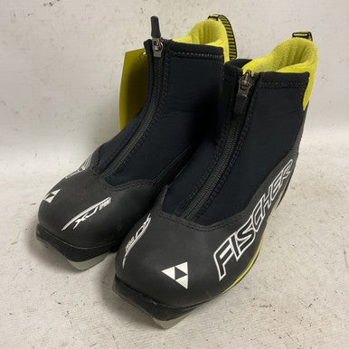 Used Fischer XJ SPRINT Boys NNN XC Ski Boots Black W 06 / JR 04-04.5 11855-S000193304
