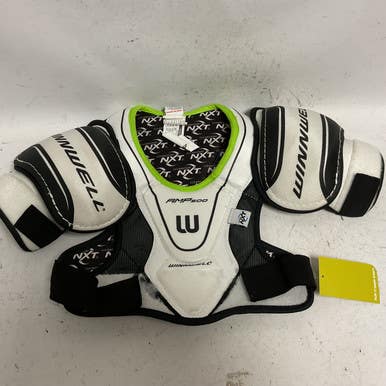 Used WinnWell AMP 500 Junior Shoulder Pads White And Black LG 11855-S000193299