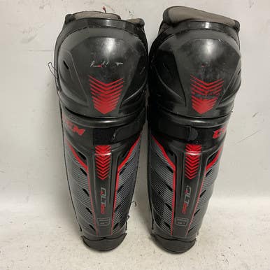 Used CCM QLT 250 Senior Shin Guards Black And Red 14" 11855-S000193262