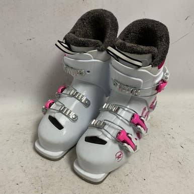 Used Rossignol FUN GIRL Girls DH Ski Boot White And Pink 205 MP - J01 11855-S000193238