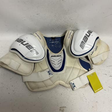 Used Bauer NEXUS 4000 Junior Shoulder Pads White And Royal Blue LG 11855-S000193224