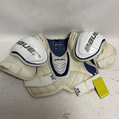 Used Bauer NEXUS 4000 Junior Shoulder Pads White And Royal Blue LG 11855-S000193224