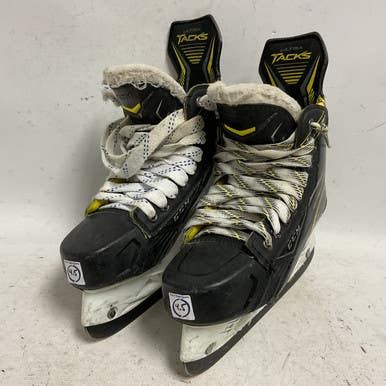 Used CCM TACKS ULTRA Intermediate Hockey Skate White/Black/Yellow Intermediate 4.5 11855-S000193181