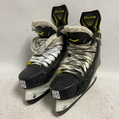Used CCM TACKS ULTRA Intermediate Hockey Skate White/Black/Yellow Intermediate 4.5 11855-S000193181