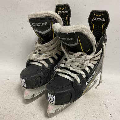 Used CCM TACKS 9080 Junior Hockey Skate White/Black/Yellow Junior 02 11855-S000193182