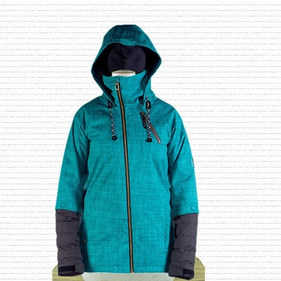 Ride Cappel Heartbeat Snowboard Jacket Womens Medium Teal Smoke Chambray New