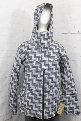 Ride Crown Insulated Snowboard Jacket, Women's Medium, Black / White Weave New