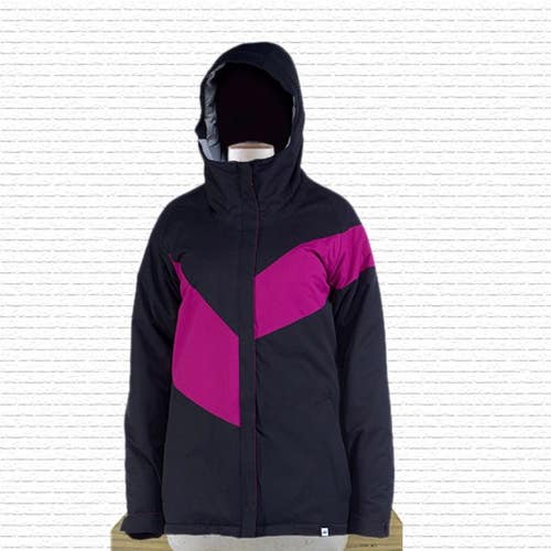 Ride Brighton Insulated Snowboard Jacket Womens Medium Black / Purple Stripe New