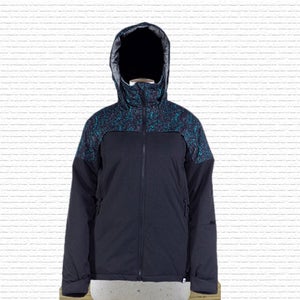 Ride Womens Cedar Insulated Snowboard Jacket Medium Black With Blue Print New