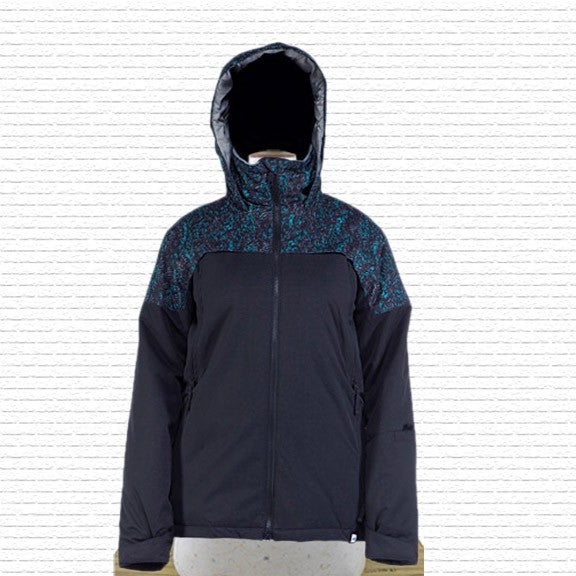 Ride Womens Cedar Insulated Snowboard Jacket Medium Black With Blue Print New