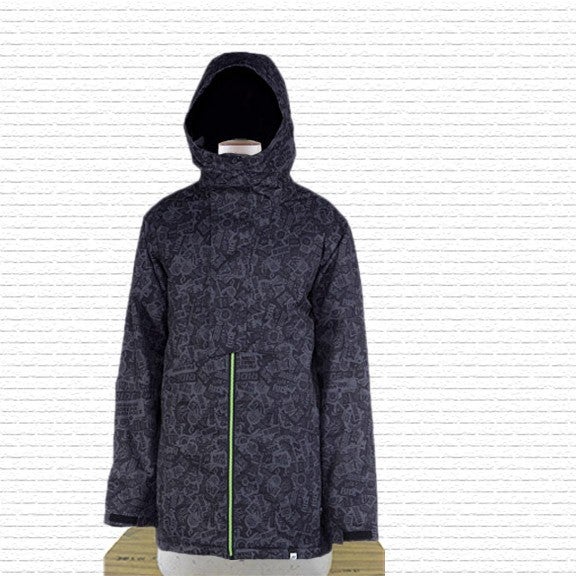 Ride Mens Hawthorne Insulated Snowboard Jacket Large Logo Print Black New