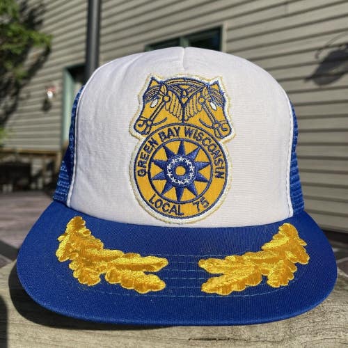 Vintage Teamsters Green Bay Wisconsin Local 75 Snapback Trucker Hat Cap