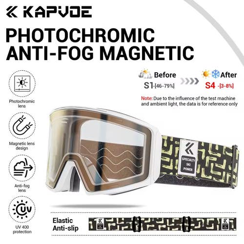 KAPVOE Photochromic Scratch Resistant Goggles Unisex MSRP $120 with HARD CASE