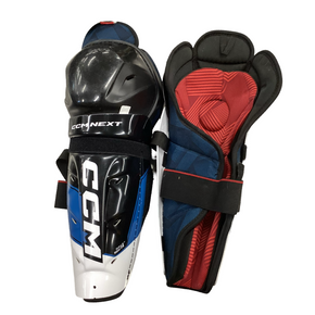 Used CCM NEXT Senior Shin Guards Black And Navy Blue 14" 11613-S000170400
