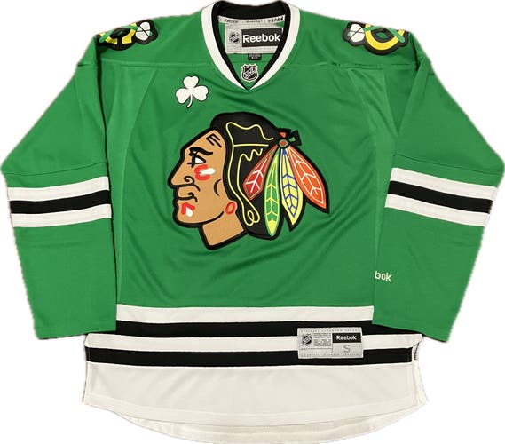 Chicago Blackhawks Blank St. Patty’s Reebok NHL Hockey Jersey Size S