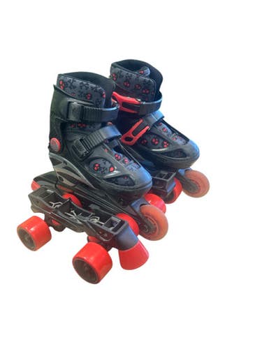 Used RollerDerby RED SKELETON Child Roller Quad Skates Black Adjustable 11862-S000091433