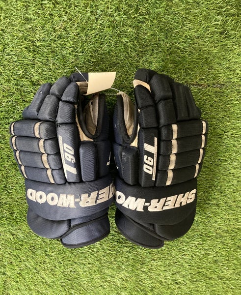 Blue Senior Sher-Wood T90 Gloves 14"