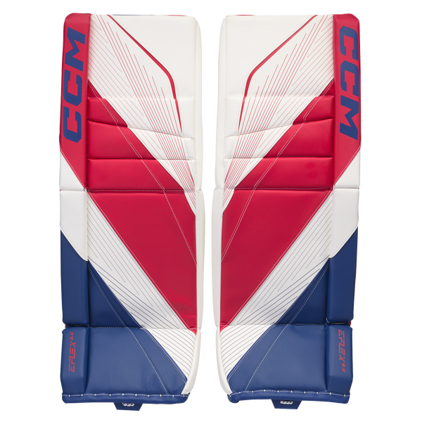 New CCM Red White Blue E Flex 6.5 Goalie Pads | 30+1" | #191520631420