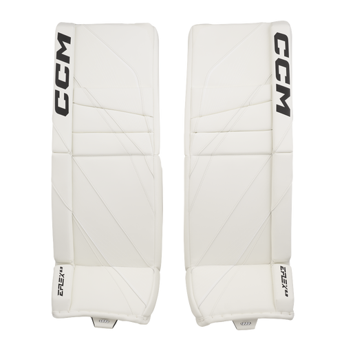 New CCM White E Flex 6.9 Goalie Leg Pads | 33+1" | #191520631468