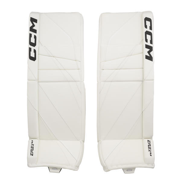 New CCM White E Flex 6.9 Goalie Leg Pads | 33+1" | #191520631468
