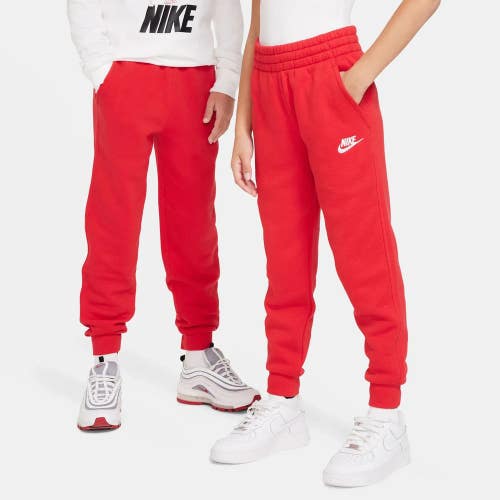 Nike Sportswear Club Jogger Pants Kid Medium Red Cotton Fleece Drawstring TLW181