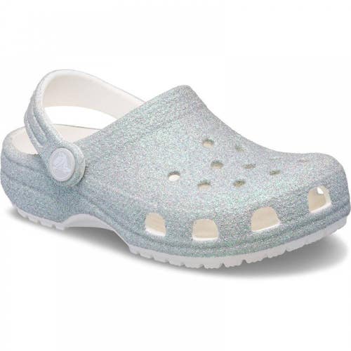 Crocs Classic 210986-100 Clog Kids US 6 Silver Glitter Slip On Sandals TLW161