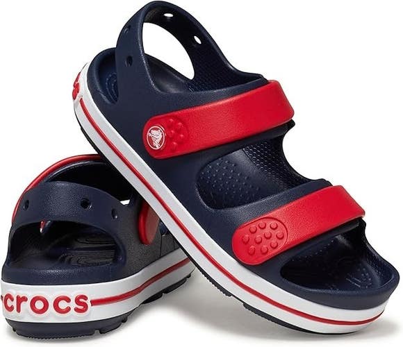 Crocs Crocband Cruiser 209423-4OT Kids US 11 Blue Red Slip On Sandals TLW174