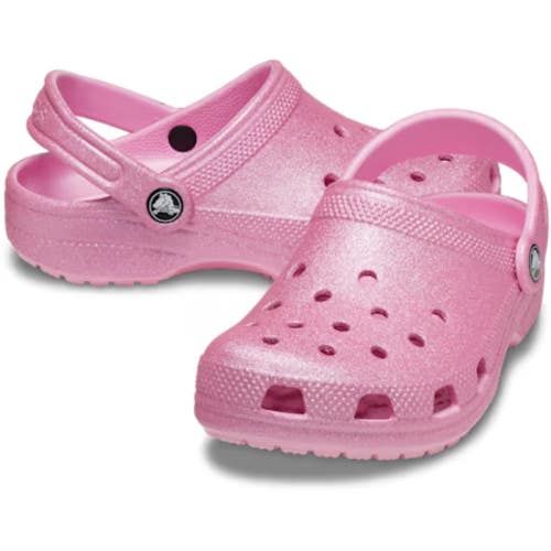 Crocs Classic 206993 Clog Kids US 11 Pink Tweed Glitter Slip On Sandals TLW161