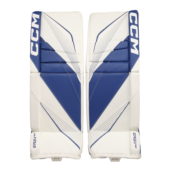 New CCM White E Flex 6.9 Goalie Leg Pads | 31+1" | #191520631918