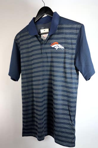 Nike Denver Broncos Polo Shirt Mens Small Blue NFL Football Short Sleeve NWT