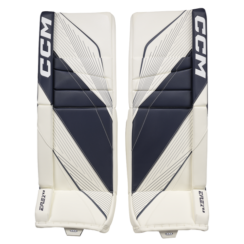 New CCM White E Flex 6.9 Goalie Leg Pads | 33+1" | #191520631574
