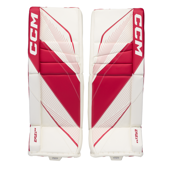 New CCM White E Flex 6.9 Goalie Leg Pads | 33+1" | #191520631697