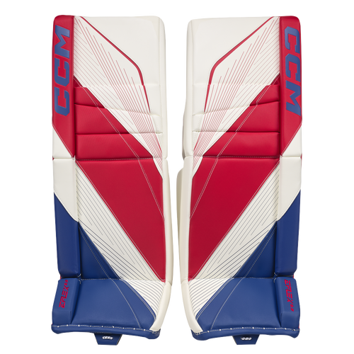 New CCM White E Flex 6.9 Goalie Leg Pads | 33+1" | #191520631734