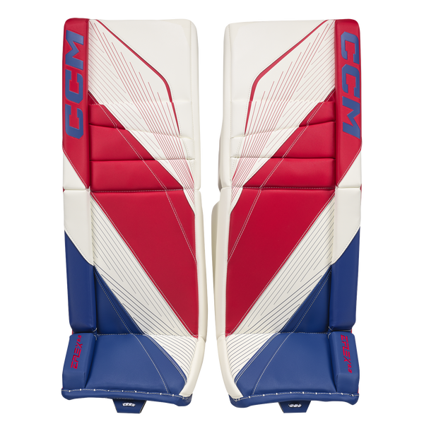New CCM White E Flex 6.9 Goalie Leg Pads | 33+1" | #191520631734