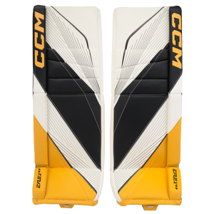 New CCM White E Flex 6.9 Goalie Leg Pads | 34+2" | #191520631796