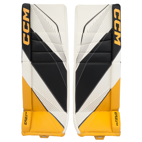 New CCM White E Flex 6.9 Goalie Leg Pads | 34+2" | #191520631796