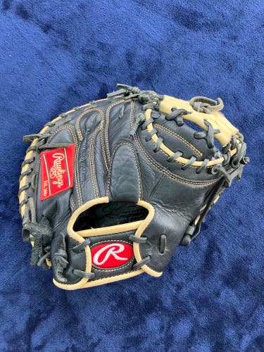 Black Rawlings Gold Glove Elite RH Catcher's Baseball Glove 32.5" (Used)