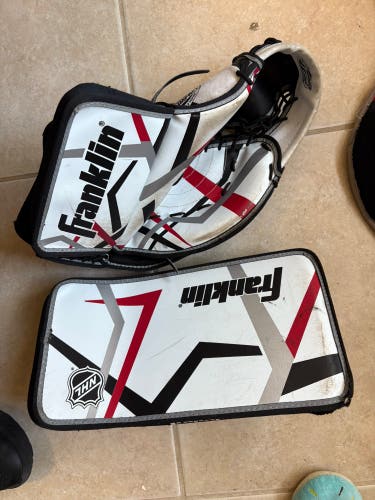 Franklin hockey goalie blocker and glove