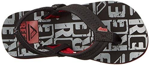Reef Boys Little Ahi FR002345 Size 3/4 Black Grey Reef Flip Flop Sandals NWT