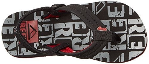 Reef Boys Little Ahi FR002345 Size 3/4 Black Grey Reef Flip Flop Sandals NWT