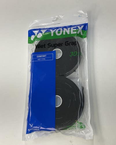 Yonex Wet Super Grap Overgrip 30 Pack (Black)