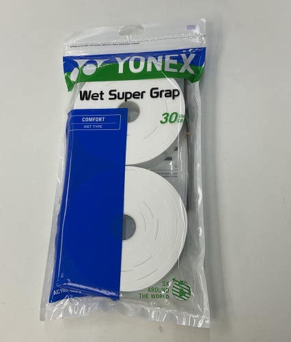 Yonex Wet Super Grap Overgrip 30 Pack (White)