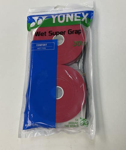 Yonex Wet Super Grap Overgrip 30 Pack (Red)