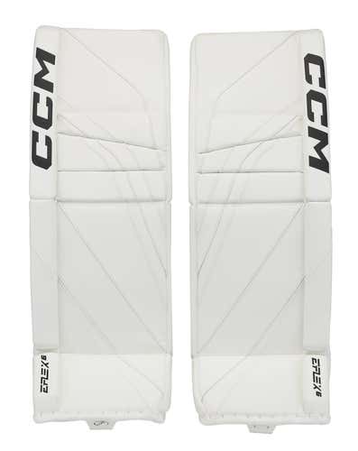 New CCM White E Flex 6 Goalie Leg Pads | 34+1" | #191520632052