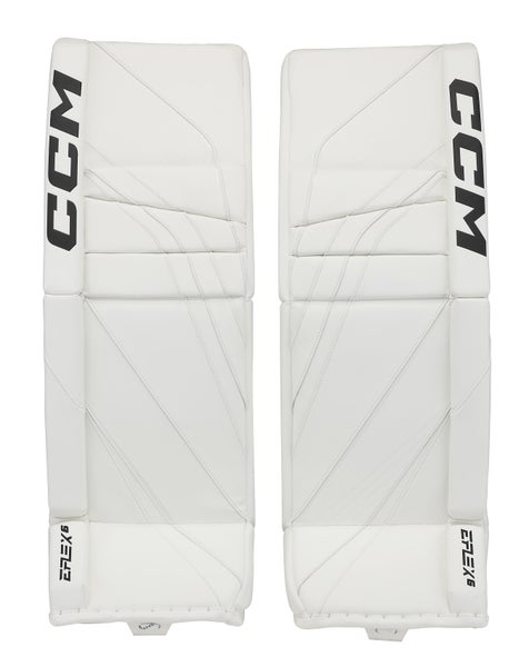 New CCM White E Flex 6 Goalie Leg Pads | 34+1" | #191520632052