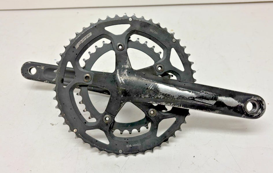 FSA Omega 170mm 50/34 Black Aluminum Road Bike Double Crankset Fast Shipping